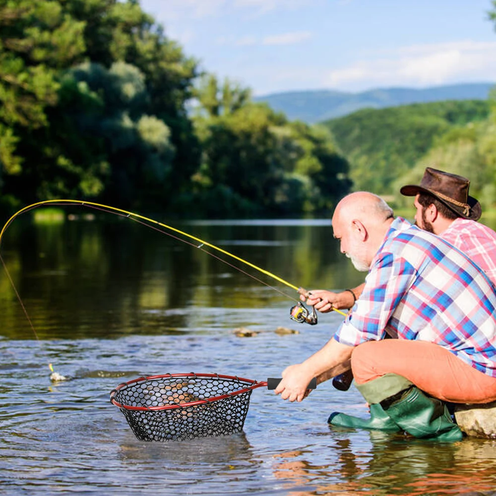 Red de aterrizaje de pesca de silicona suave, herramientas de pesca con poste de aleación de aluminio, malla de mano pequeña, trampa de red de fundición plegable, redes de pesca