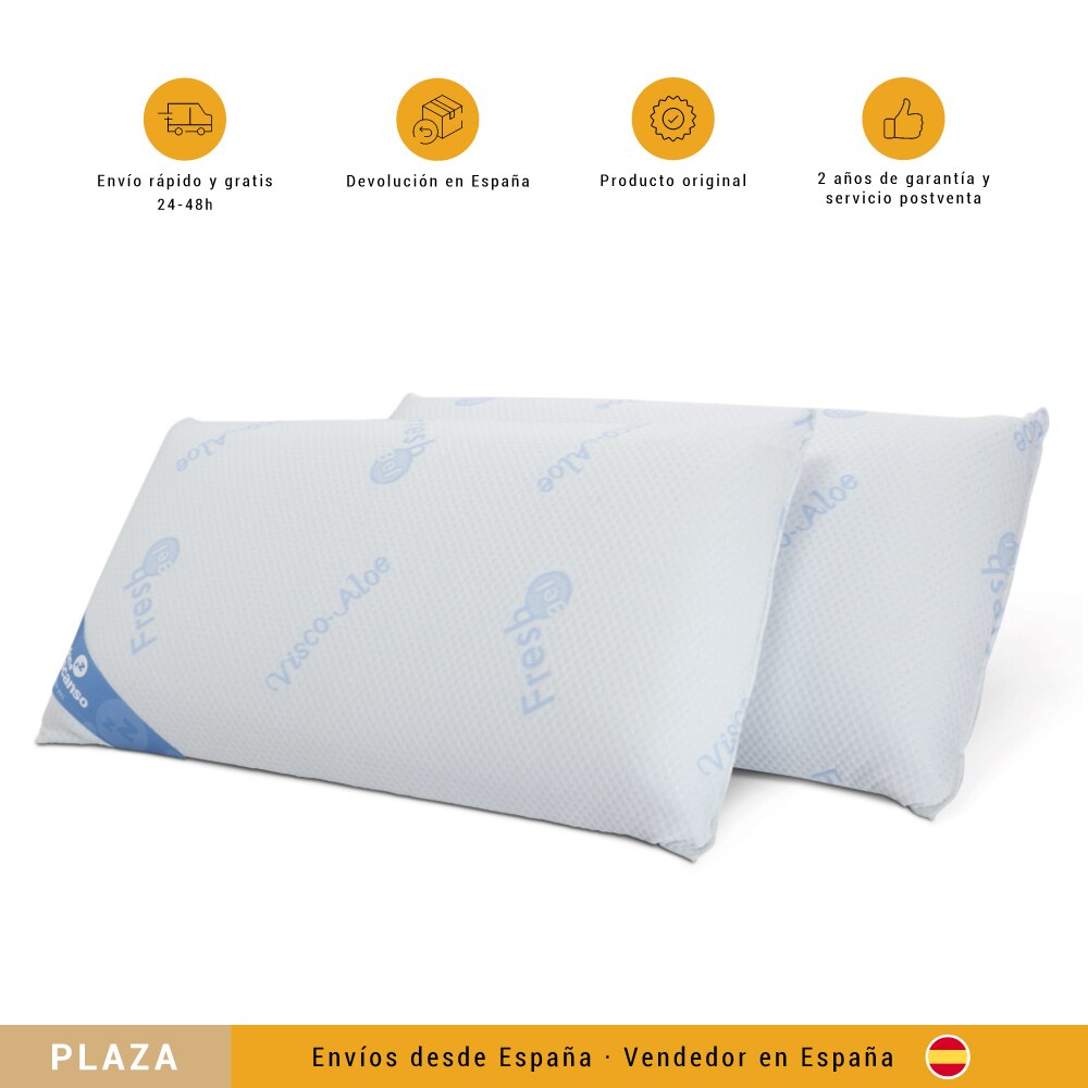 DON DESCANSO Pack 2 Almohadas de Gel con Copos Viscoelástica, 70cm, Firmeza Media, Ergonómicas, Transpirables.