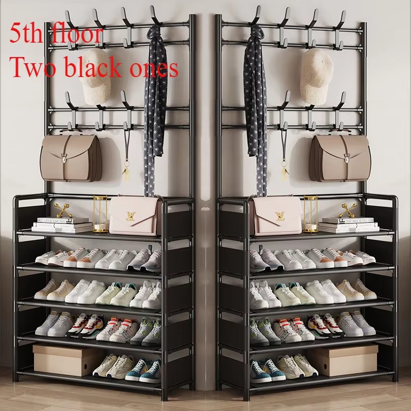 Colgador de ropa, Zapatero multicapa, puerta DIY, estante para sombreros y zapatos, organizador Simple de pie para sala de estar, estantes de almacenamiento: Color rojo