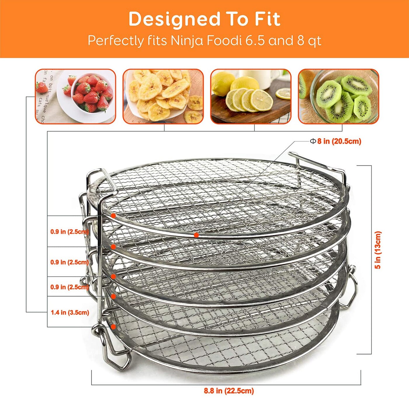 5Pcs Dehydrator Rack Stainless Steel Stackable Instant Pot Stand Air Fryer Accessories Easy Setup Pressure Cooker Kitchen Tools