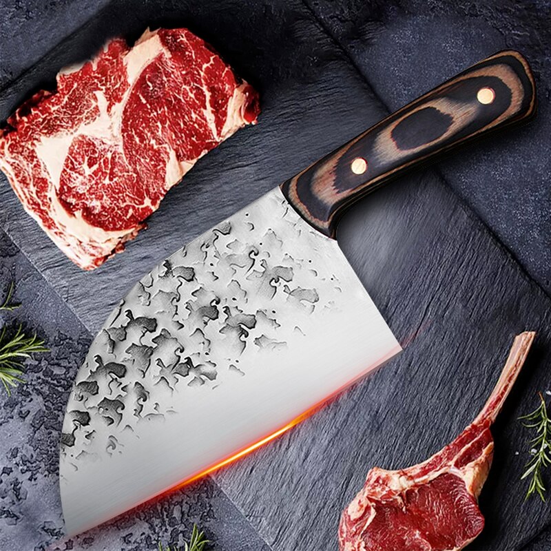 Neue 7.5 &quot;Geschmiedet Küchenmesser Edelstahl Serbisch Kochmesser Fleisch Gemüse Schneidemaschine Knochen Hacken Messer Metzger Spalter