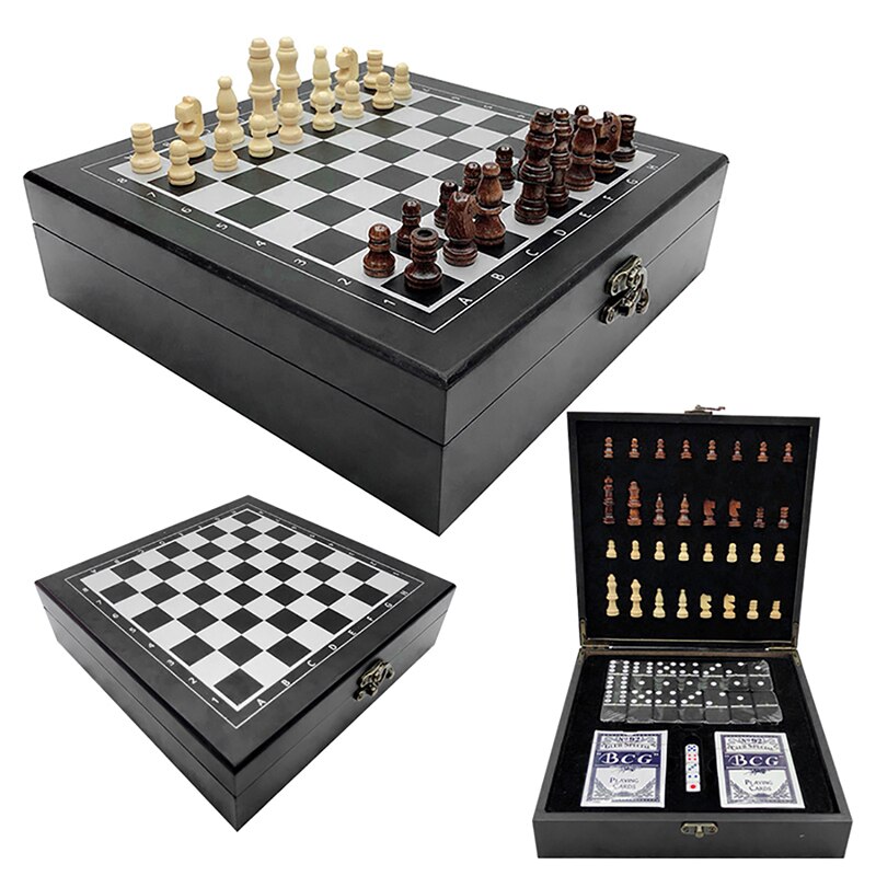 2 Styles Wooden Folding Chess Set Felted Game Board Interior 24cm*24cm Storage Adult Kids Family Game Chess Board: 1