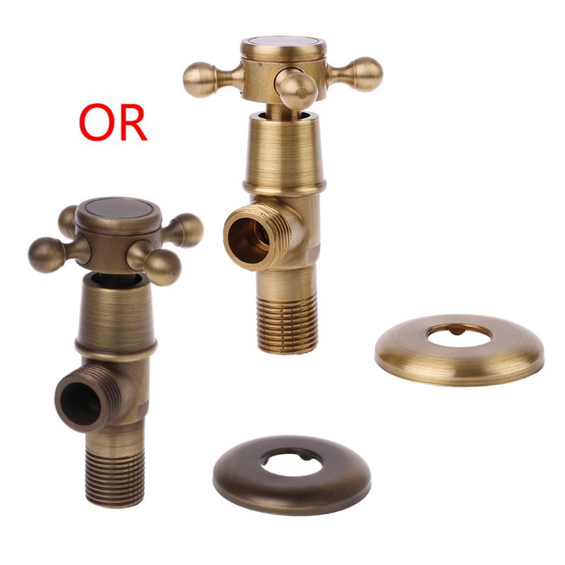 Valve Antique Brass Triangle Valve 1/2" Male Thread Water Control Valves Bathroom Angle Stop Valve