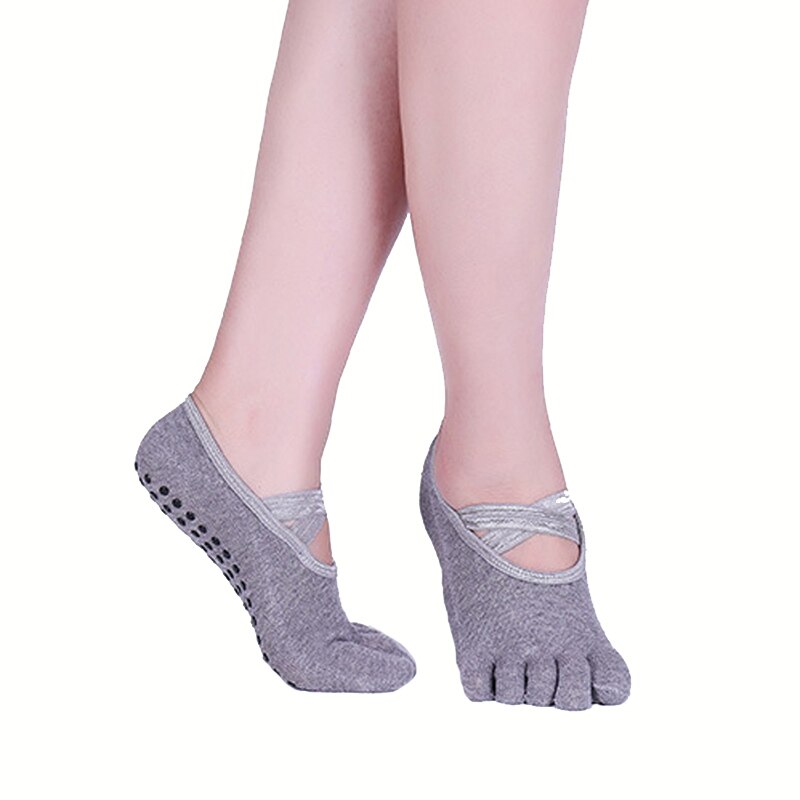 CKAHSBI Vijf Tenen Yoga Sokken Slippers Katoen Fitness Sport Anti Slip Rubber Dots Cross Fietsen Sokken Vrouwen Ballet Dans Sokken