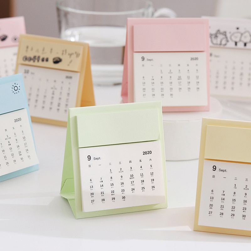 Desktop Papier Effen Kleur Mini Kalender Dual Dagelijks Scheduler Tafel Planner Draagbare Bureau Kalenders Jaarlijks Agenda Organisator