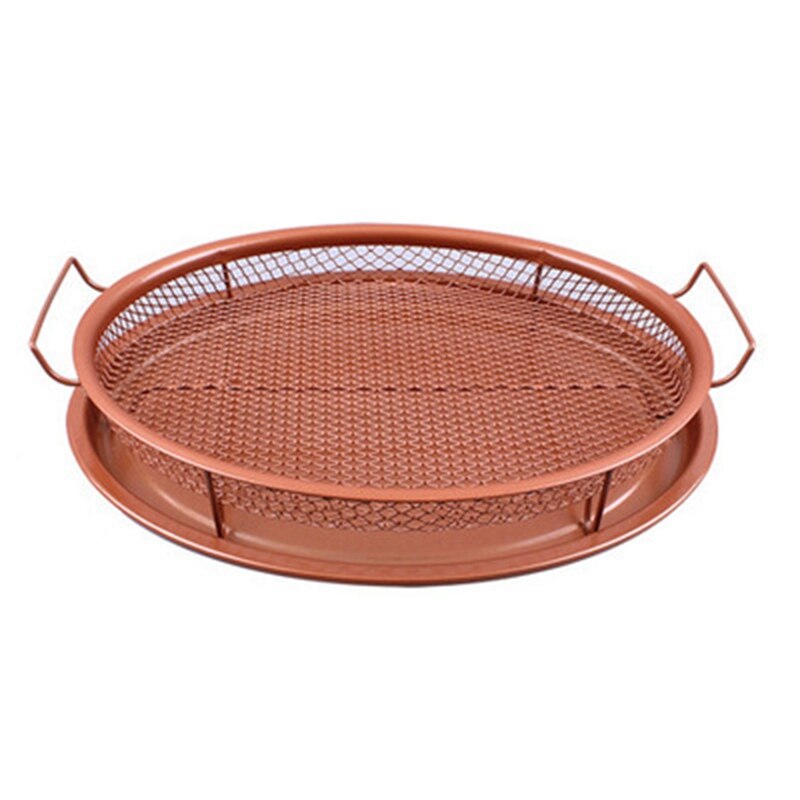 Mesh Baking Tray Non-Stick Round Baking Pan Chips Crisping Basket Microwave Oven Copper Baking Tray BBQ Tray Baking Tool: Default Title