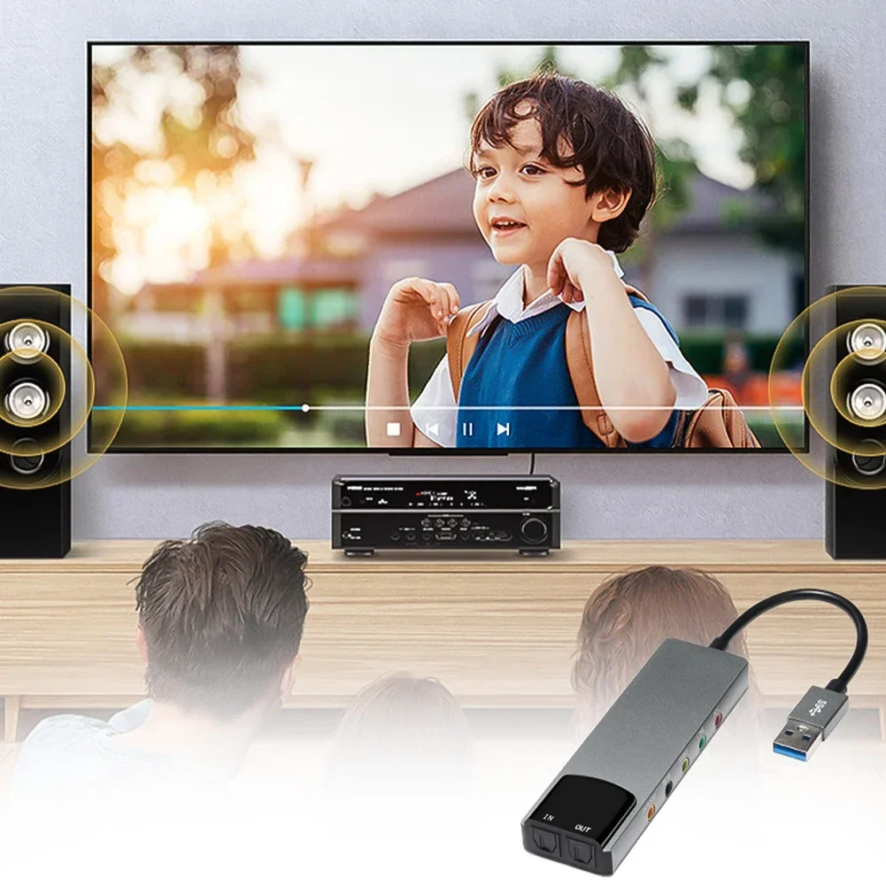 USB Sound Card Aluminium Alloy External Audio Converter AC-3 DTS External Audio Card 7.1 5.1 Channel Soundcard Optical for PC