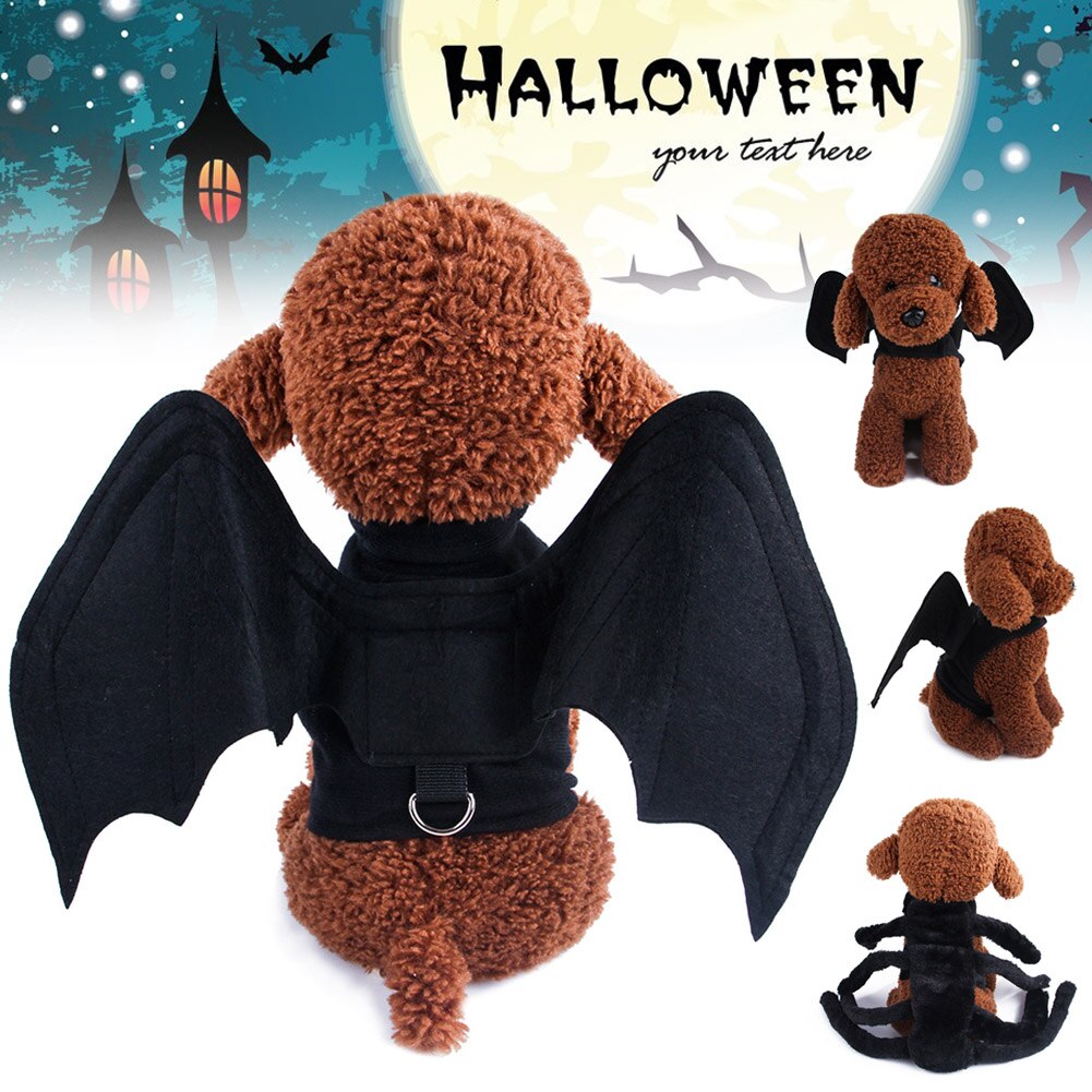 Huisdier hond puppy vleermuis spin cosplay kostuum festival kleding ademend voor halloween feest tb