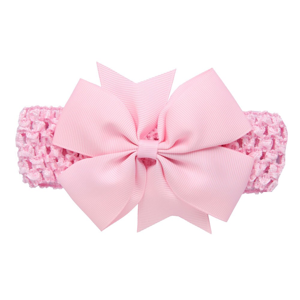 Baby Girl Bows Wave Headbands Big Bowknot Hair Accessories Cotton Wide Head Turban Infant Newborn Headbands Solid Headwraps: Pink