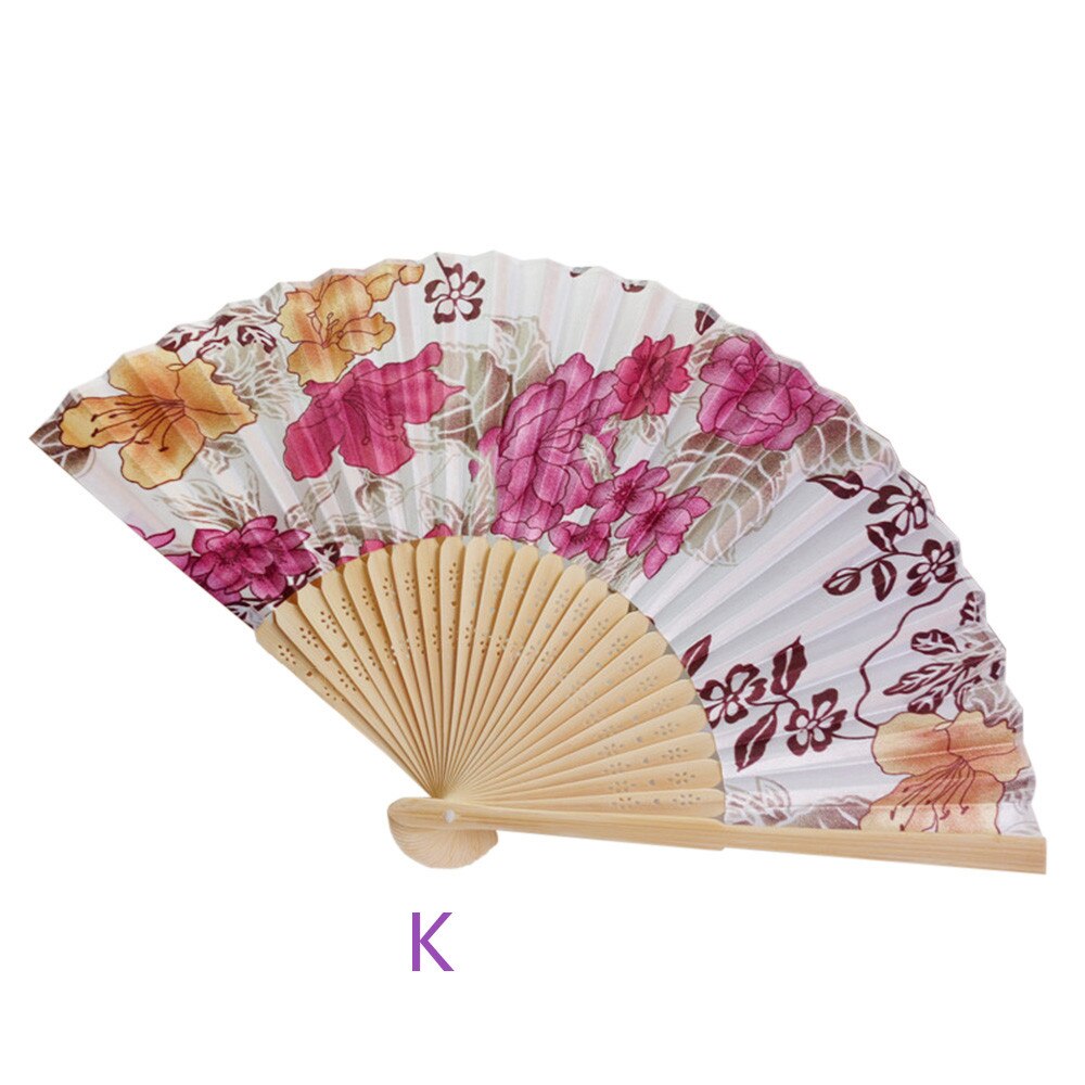 Folding Hand Held Flower Fan Vintage Bamboo Folding Hand Held Flower Fan Chinese Dance Party Pocket Decoration: K