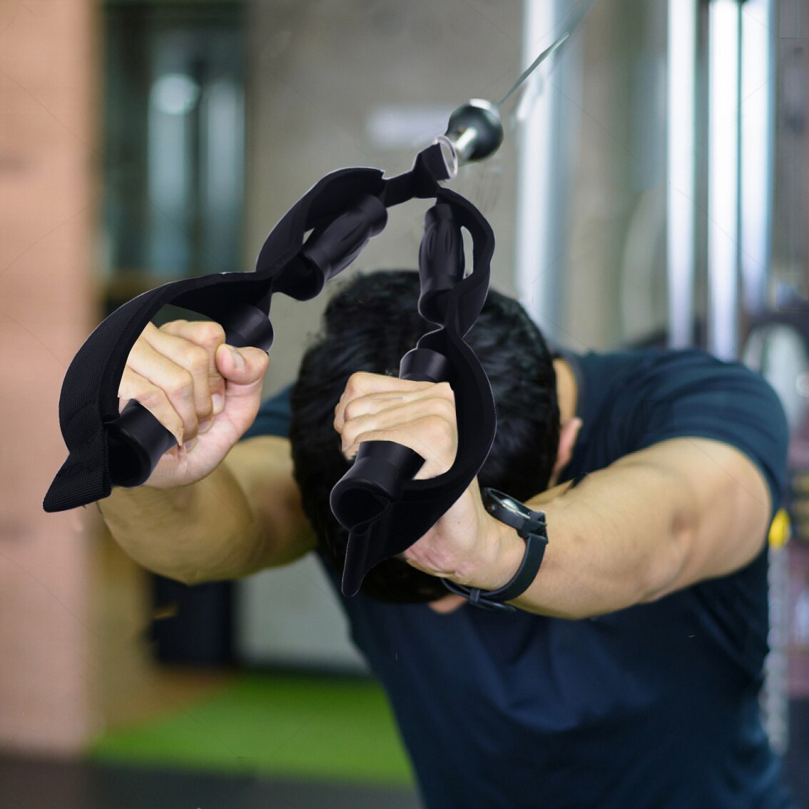 Pull Down Fitness Tricep Rope 4 handles Neoprene Pads for for Cable Machine Attachment Strengthen Workout Exercise Equipment