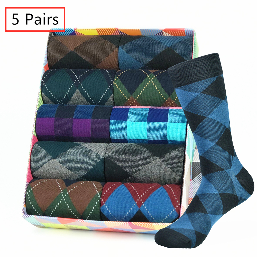 Chaussettes pour hommes habillées à la en coton à motifs noirs Chaussettes drôles colorées heureuses pour hommes