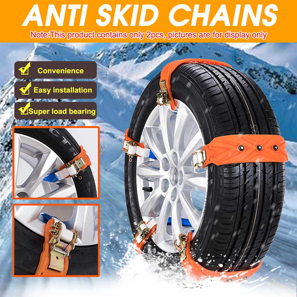 Audew 2Pcs Universele Auto Sneeuw Tire Keten Anti Skid Kettingen Modder Wheel Tyre Kabel Riem Voor Universele Banden Winter sneeuw Zand Grond