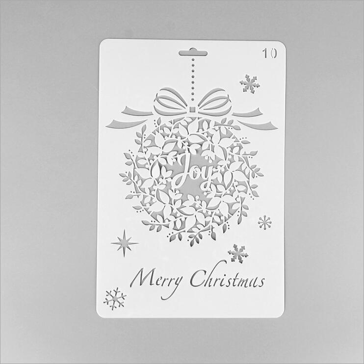 ENO Greeting Merry Christmas Ornament Stencil Template For Scrapbooking Painting Plastic Stencil For Wall Christmas Decoration