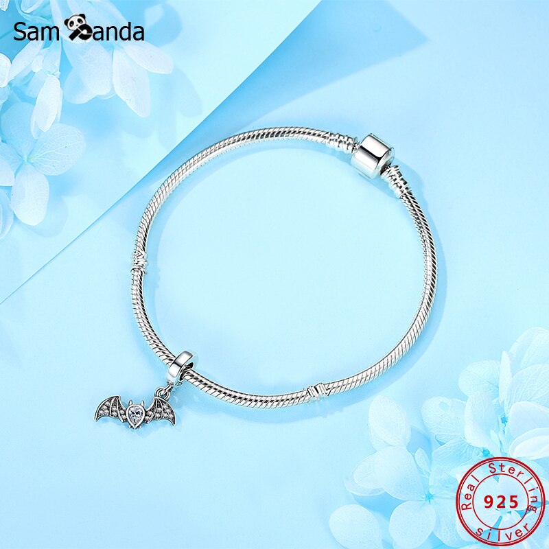 100% Originele Cz 925 Sterling Zilveren Kralen Bat Bedels Voor Sieraden Fit Armband Ketting Diy Vrouwen