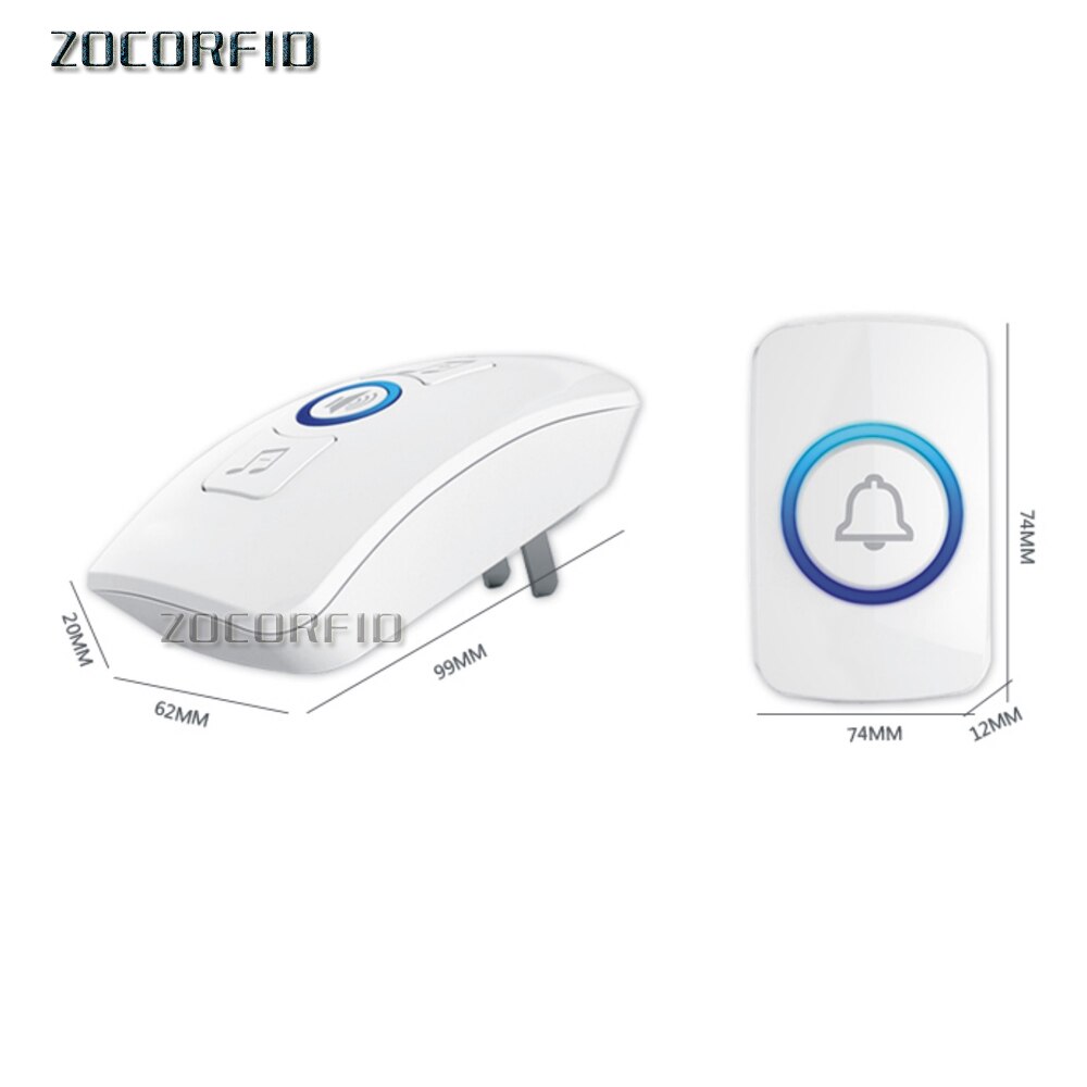 Plug-in Wireless Door Bell Waterproof Push Button Doorbell for Home with 36 Chimes 1 Outdoor Transmitter + 1 Indoor Receiver