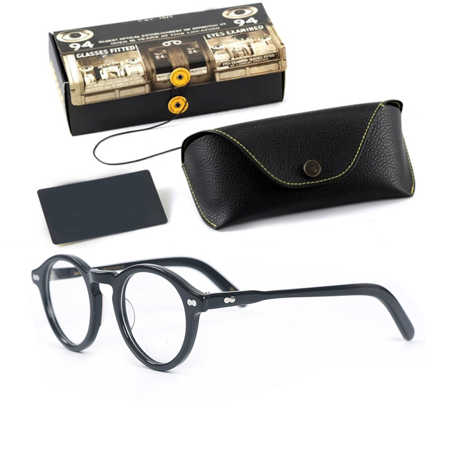 Armação de óculos ópticos para homens e mulheres, óculos vintage johnny depp, armação de óculos de acetato para computador, lentes transparentes: Marrom