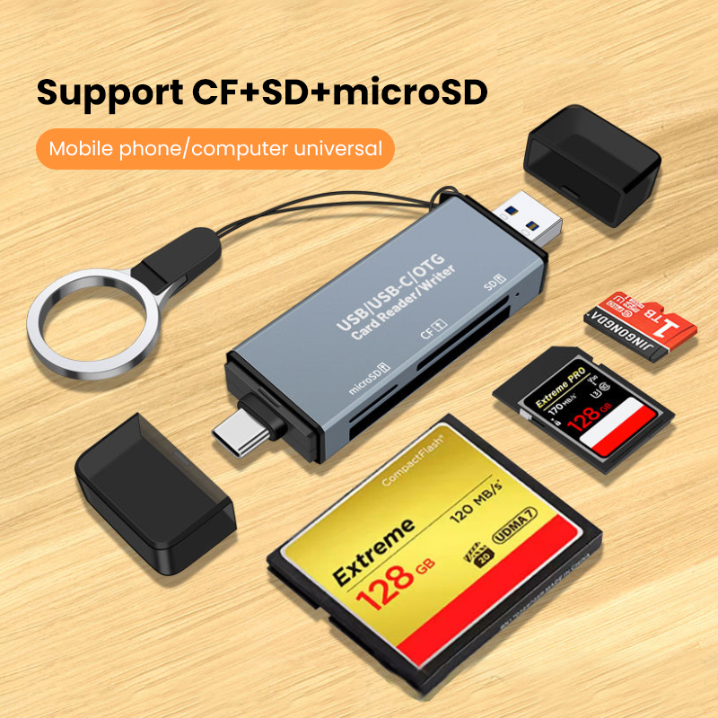 Elough 5-in-1 USB 3.0 Card Reader SD/CF/TF Memory Card Micro SD SLR Camera Type C Dual-Purpose OTG Car USB Read Card