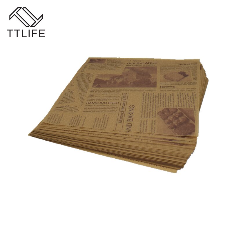 200pcs Literary Newspaper Baking Oilproof Paper Tea Restaurant Bread Fries Deep Fried Oil Pad Paper Baking Special Pastry Paper