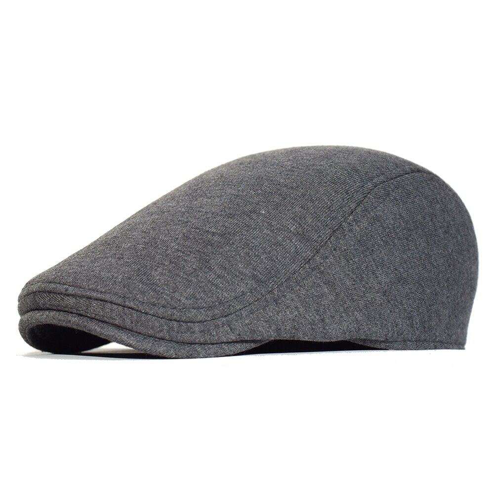 Cotton Newsboy Caps Men Women Hat Soft Casual Beret Solid Unisex Retro Hat Driver Flat Cap The waiter Cap: Dark Grey