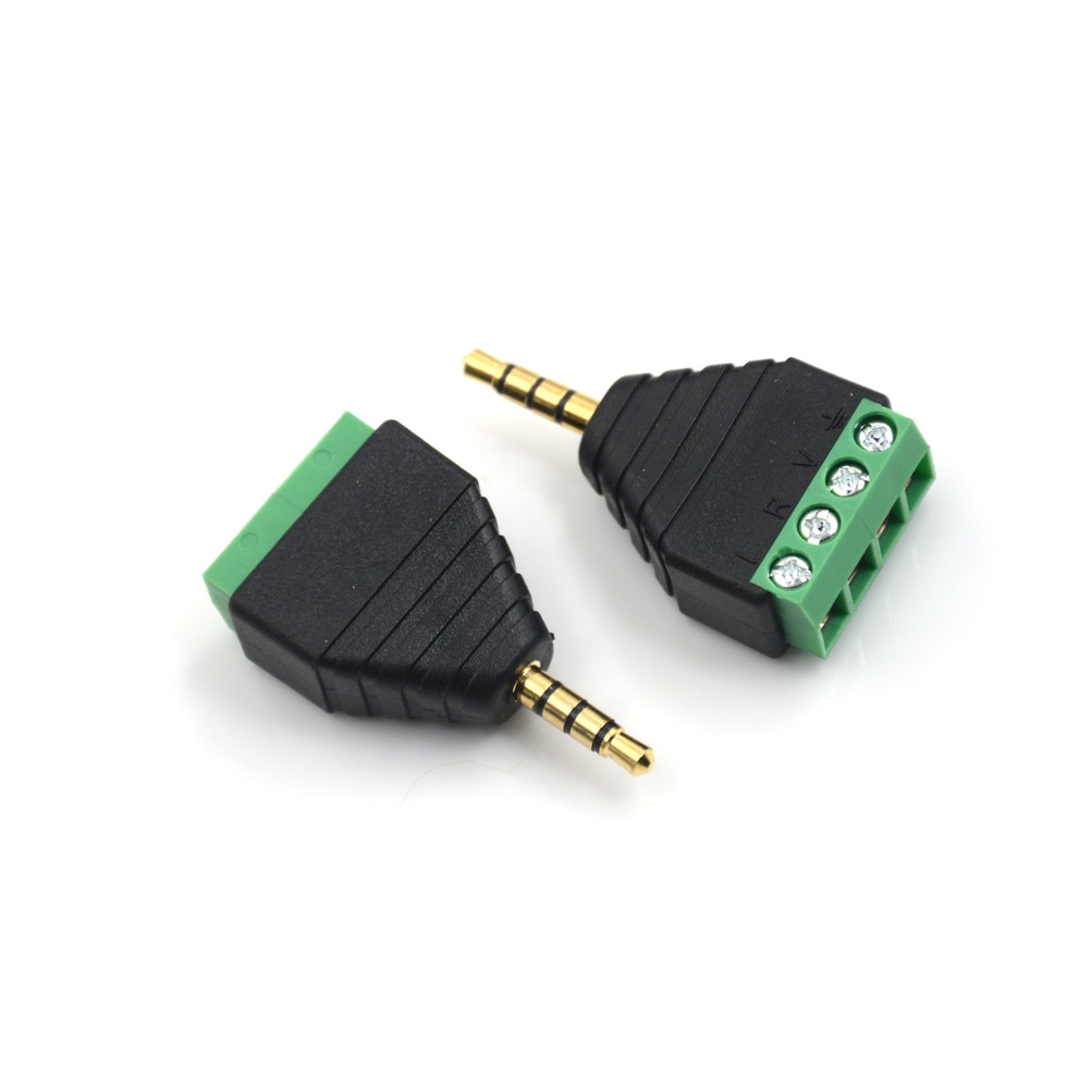 3.5 mm male 4 pin Terminal Block Plug connector Video AV Balun 3.5mm 4 Pole Stereo Male to AV Screw Terminal Stereo Jack