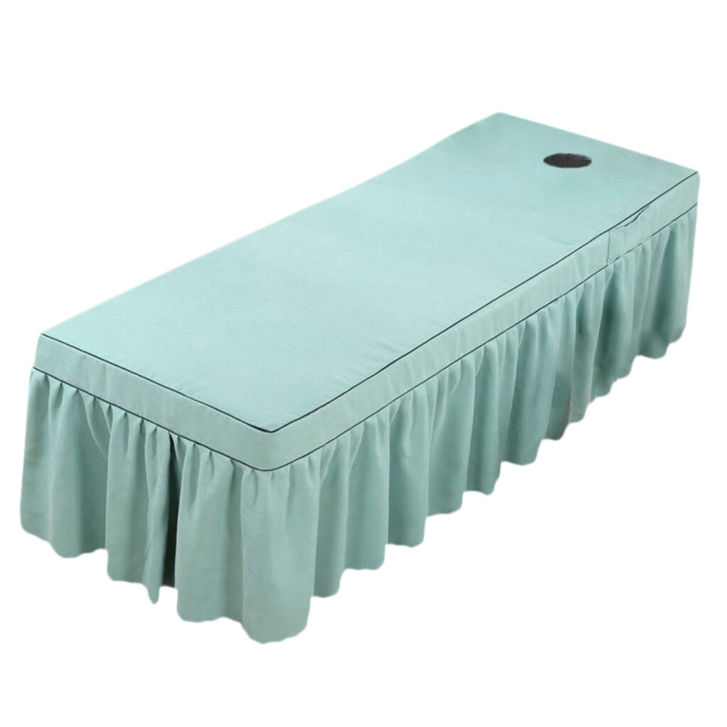 Schoonheid Gezicht Bed Cover Massage Tafel Rok Katoen Volant Vel Voor Vierkante Kop Cosmetische Bedden Met Gat 75X31inch Beauty Massage: Light Blue 70x190cm