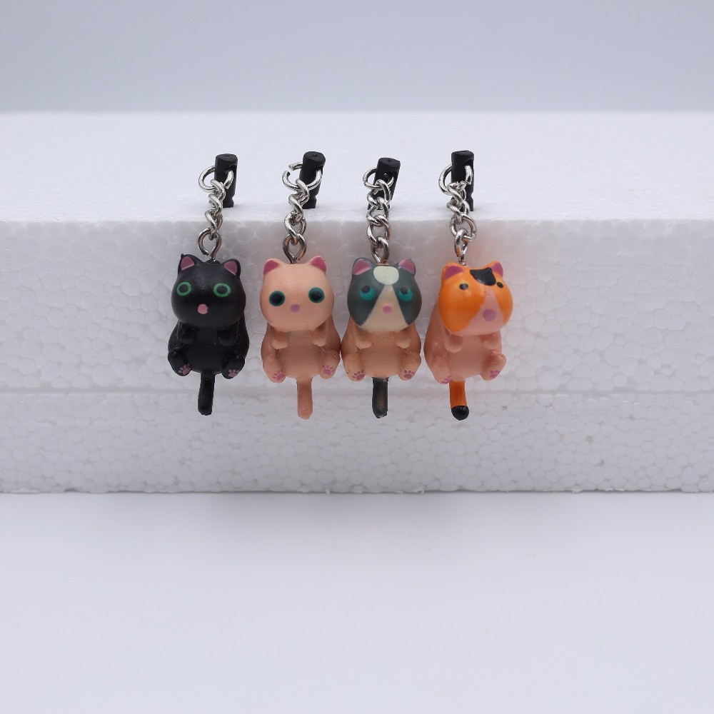 Leuke Kat Opknoping 3.5mm Anti Dust Earphone Jack Plug Stopper Cap Voor IPhone Xiaomi Samsung