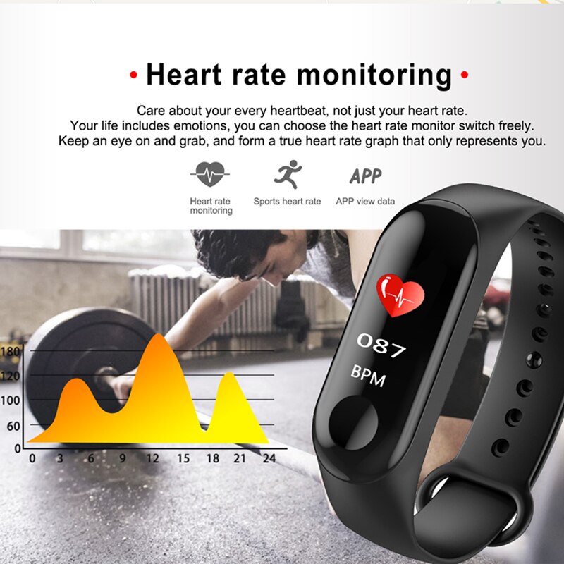 Smart Bracelet Blood Pressure M3 Fitness Tracker Watch IP67 Swimming Waterproof Tracker Heart Rate Monitor Smartband Men Women