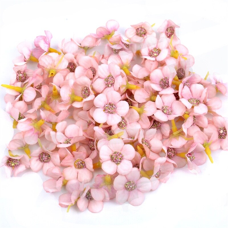 200PCS Mini 2cm Multicolor Daisy Flower Heads Mini Silk Cheap Artificial Flowers for Wreath Scrapbooking Home Wedding Decoration: Pink