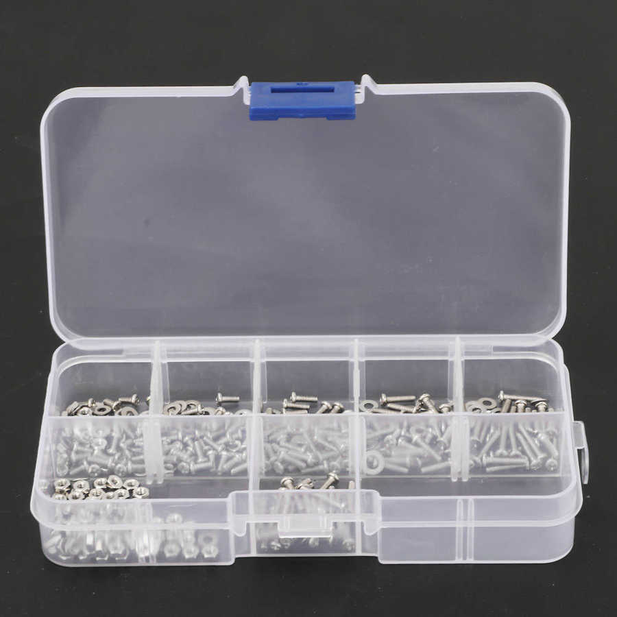 360pcs/Set M2 Stainless Steel Screw Nut Washer Fasteners Assortment Self Tapping Wood Screw Assortment Kit Lock Nut Fastener