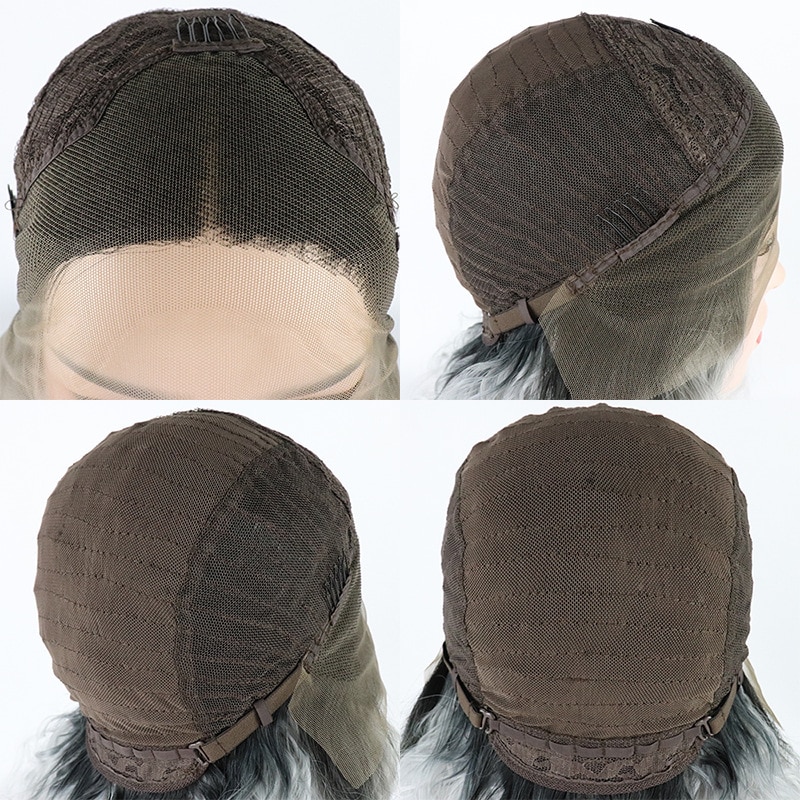 Zwarte Zijdeachtige Rechte Synthetische Bob Pruik Met Pony 13*4 Lace Front Pruik Bob Kapsel Korte Pruik Cosplay Pruiken haar Voor Vrouwen