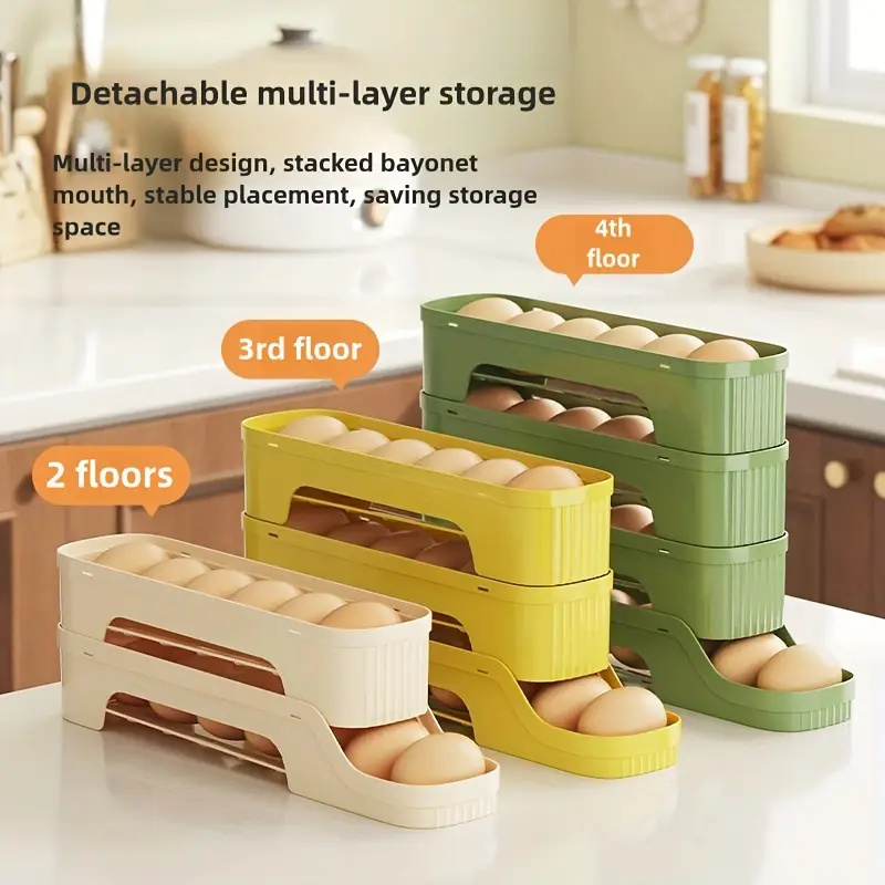 1Pc Detachable Rolling Egg Holder, Space-Saving PP Material Egg Storage Box for Refrigerator Easy Access & Freshness Maintenance