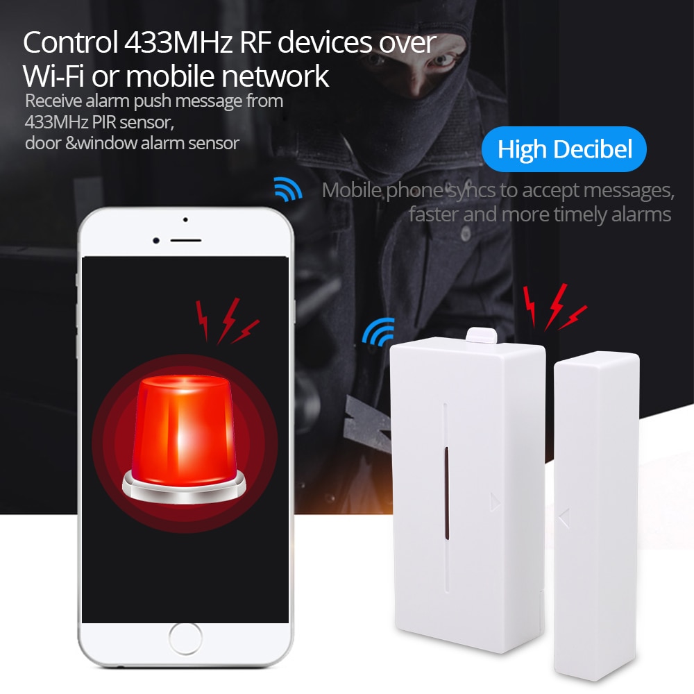 Sonoff 433 mhz rf bridge wifi dør vindue bevægelsessensor  dw1 trådløs detektor pir 2 433 alarm fjernbetjening smart hjem sikkerhedssystem