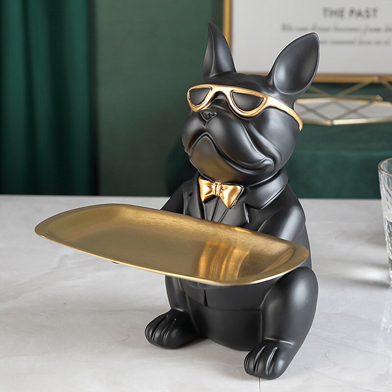 Einfache exquisit Hund bilden Ablage Für Schlüssel Schmuck Lagerung Tisch Heimat Ornamente Harz Handwerk UMARMUNG-Angebote: Schwarz