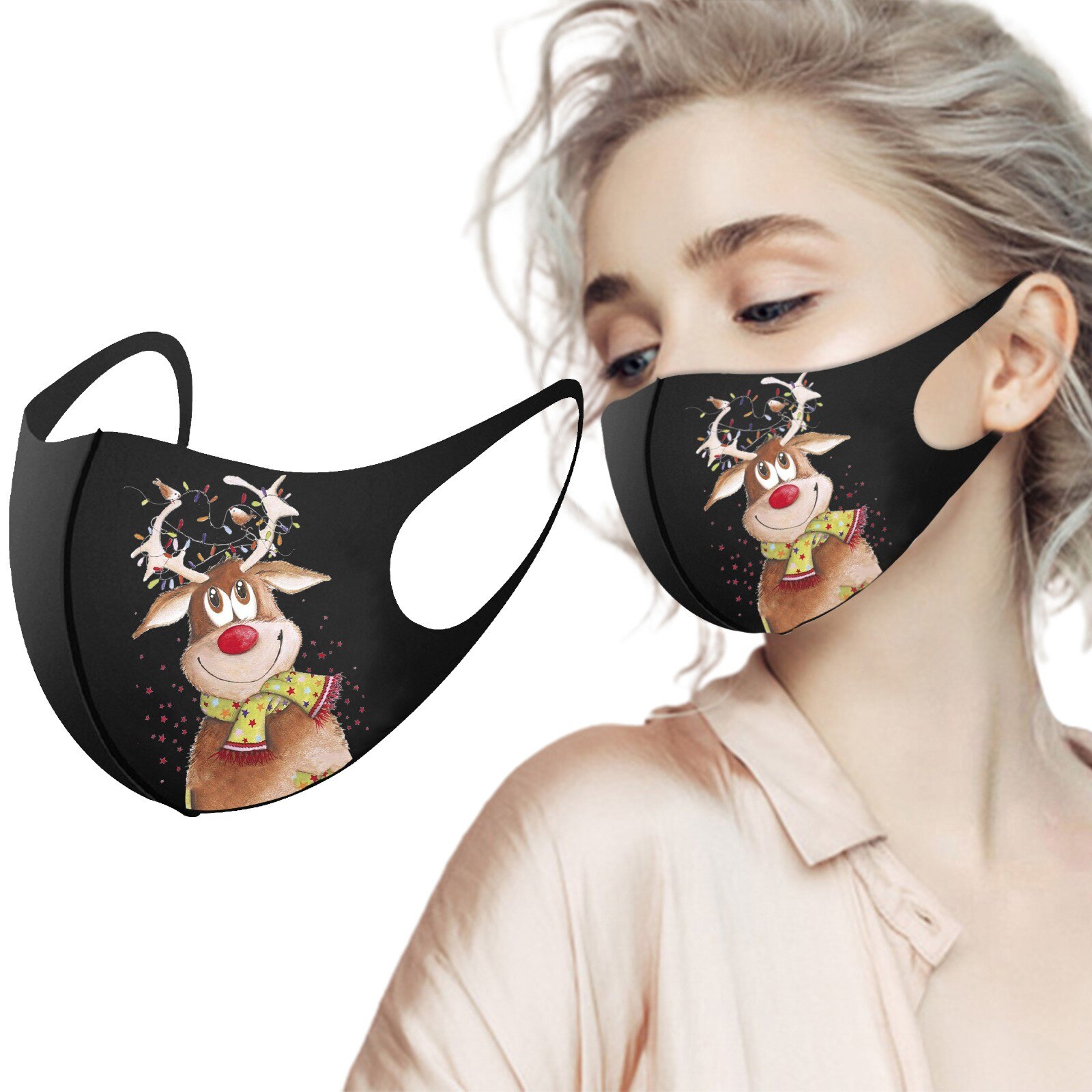 Kerst Masker Elanden Vrolijk Kerstfeest Decoraties Voor Huis Kerst Ornament Xmas Navidad Jaar: F