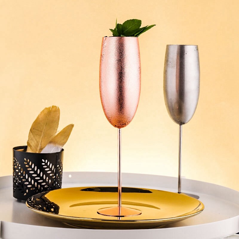 Europa luxo copo de champanhe aço inoxidável retro copo cocktail metal tulipa copos vinho da cozinha fontes festa casamento drinkware