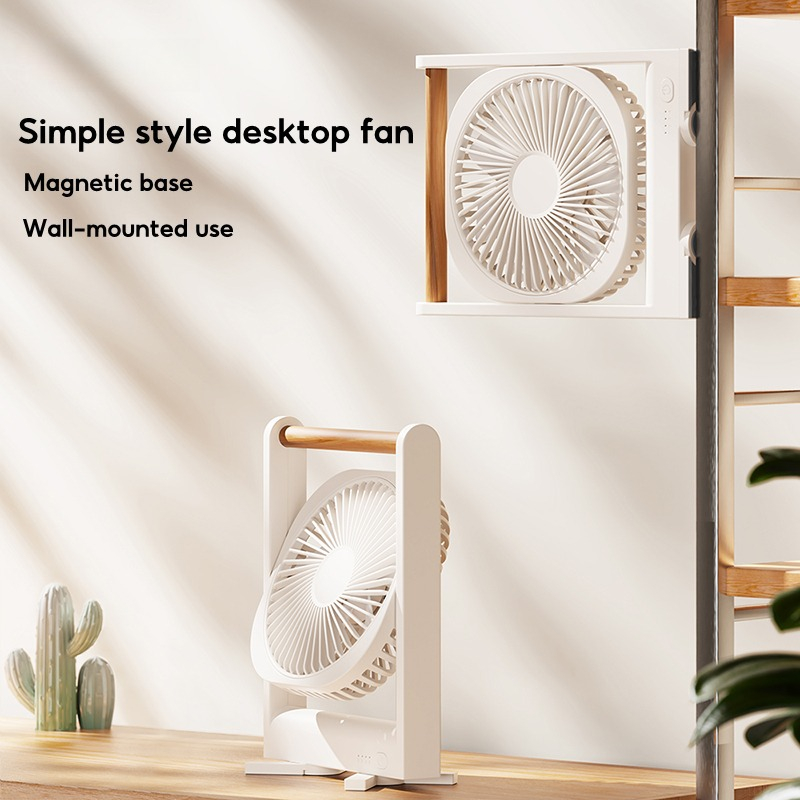 Eary-ventilador de escritorio portátil 3 en 1, montado en la pared, con Base magnética, viento de 4 velocidades, colgante ajustable, Mini ventilador recargable por USB delgado