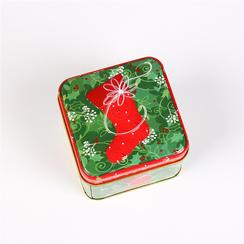 Christmas Tin Box Package Wedding Party Candy Baking Cookies Biscuit Case Container Christmas Decoration for Home: J