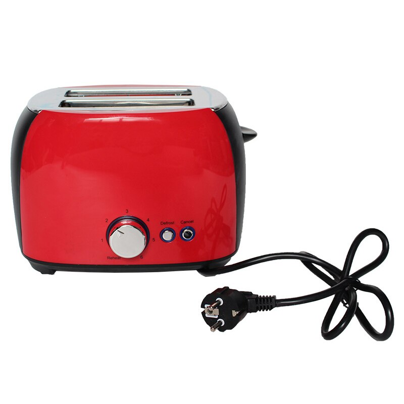 XEOLEO Automatic Toaster Sandwich Maker 2 Slices Breakfast Machine 6 Speeds Baking Cooking Appliances Home/Office Toasters 800W: Red / UK