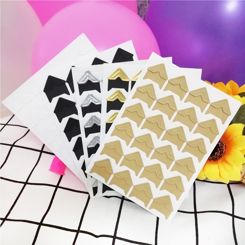 120 stks/partij (5 vellen) DIY Snoep kleuren Vintage Hoek kraftpapier Stickers voor Fotoalbums Frame Decoratie Scrapbooking