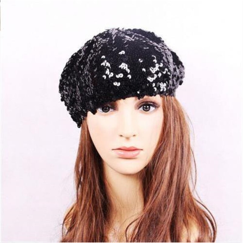 Multicolor Sequin Hat Berets Women Girls Shinny sequined Beret Ladies School girl Preppy style casual hats caps