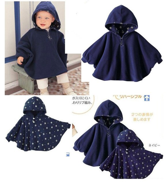 Baby Meisjes Jongens Jas Double Side Wear Fleece Hoodie Uitloper Lente Herfst Winter Warme Mantel Kinderkleding Poncho Cape: 3 / 0-9M