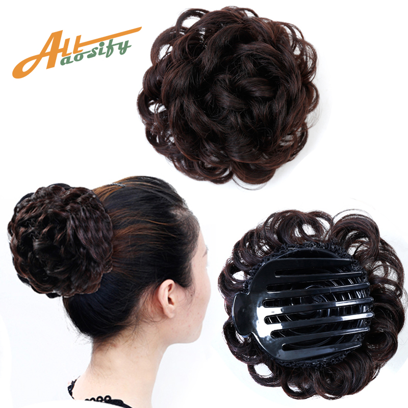 Allaosify kvinders krøllede chignon med varmebestandighed klo snoretræk syntetisk scrunchie wrap hårring hårstykker