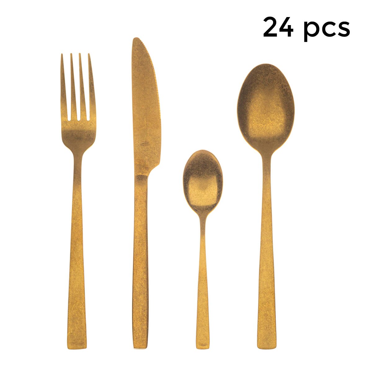 Set Van 24 Stuks Gold Bergner Livorno Bestek, Roestvrij Staal, Elegante, Sterke, Duurzame comfortabele Grip, Eenvoudige Reiniging, Bestek, Roestvrij Staal Bestek