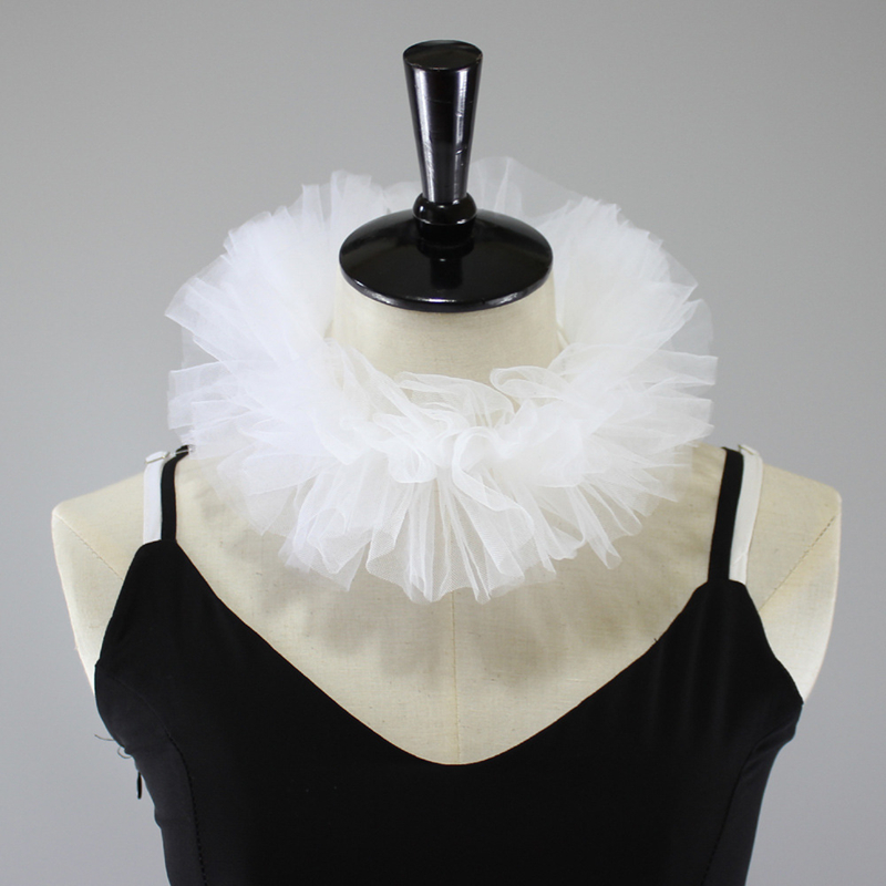 Colar inchado de malha em camadas, cachecol de tule, pescoço do palácio, gola decorativa, colar falso, palhaço, cosplay, adereços de fantasia