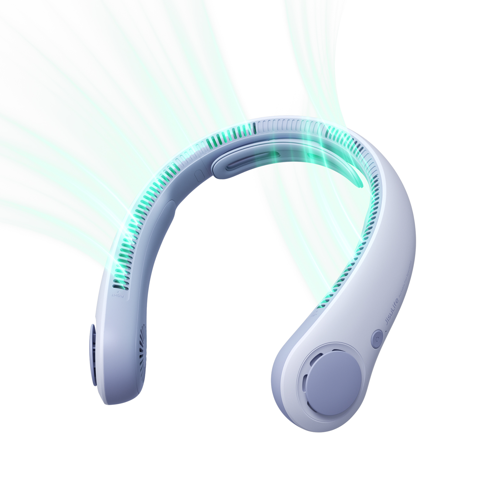 JISULIFE Ventilador de cuello portátil actualizado, batería de 5000 mAh, soporte para el cuello, ajuste de engranajes de 5 velocidades, ventilador manos libres portátil para exteriores: Azul