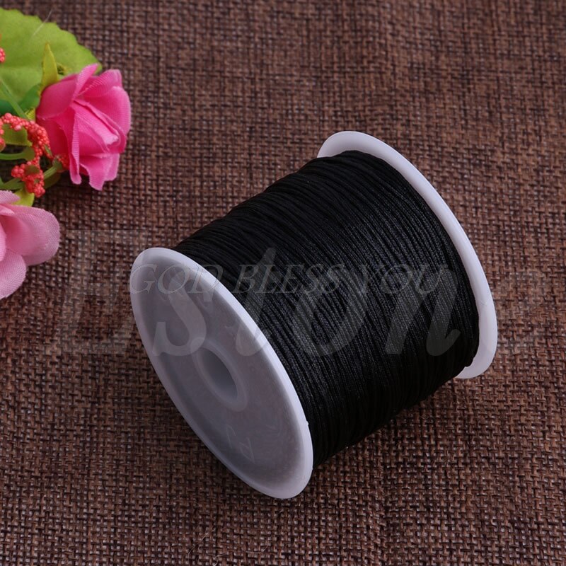 1Roll 0.8mm 45M Nylon Chinese Knot Macrame Bracelet Braided Cord Thread String: black
