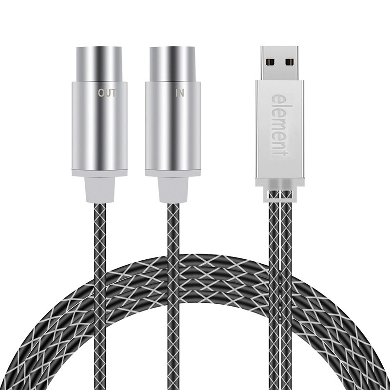 Midi-kabel til usb in-out-konverter, midi-interface med indikatorlys, ftp-behandlingschip, metalskal