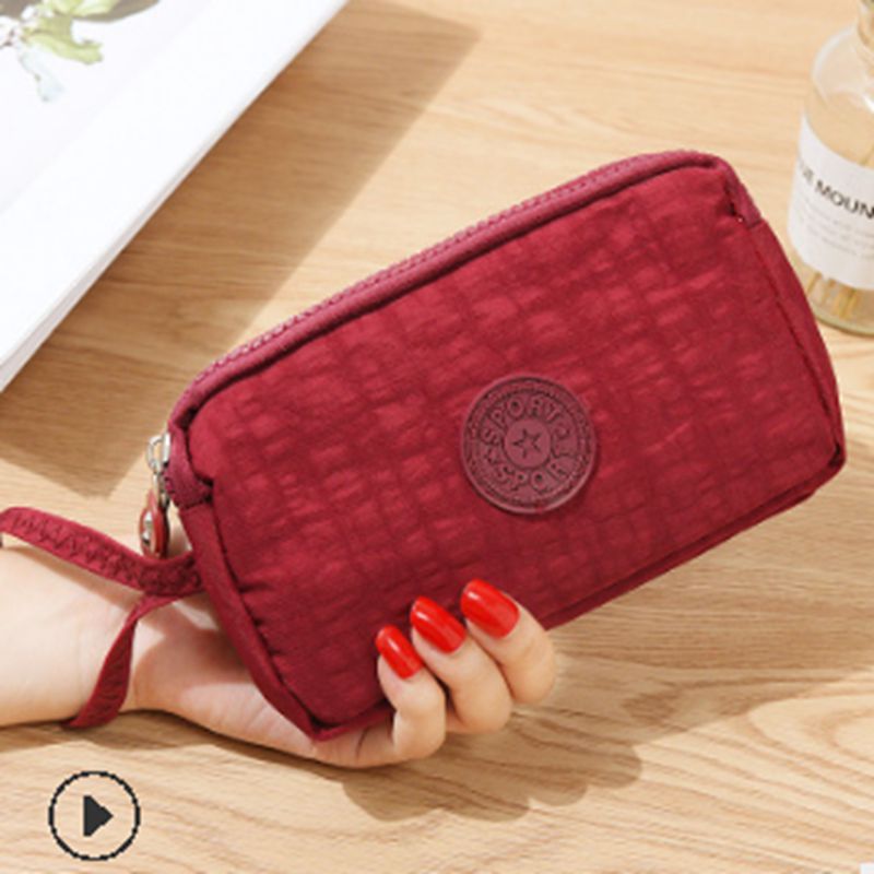 Ladies Small Multi Pocket Canvas Style Clutch Women's Satchel Bag Purse Wallet /BL1: J