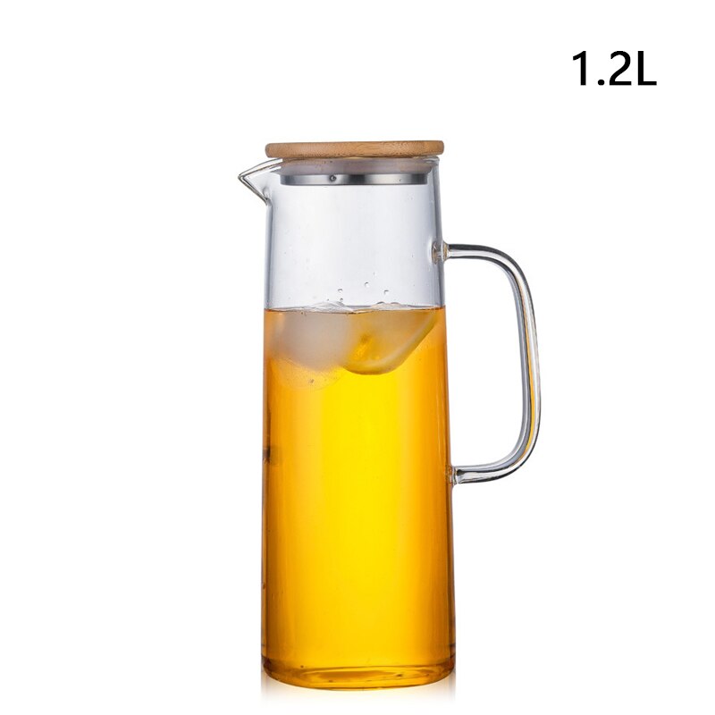 Glas Water Pot Koud Water Fles Handvat Waterkoker Transparant Hittebestendig Sap Theepot Pitcher Water Waterkoker 1.2L 1.5L: B